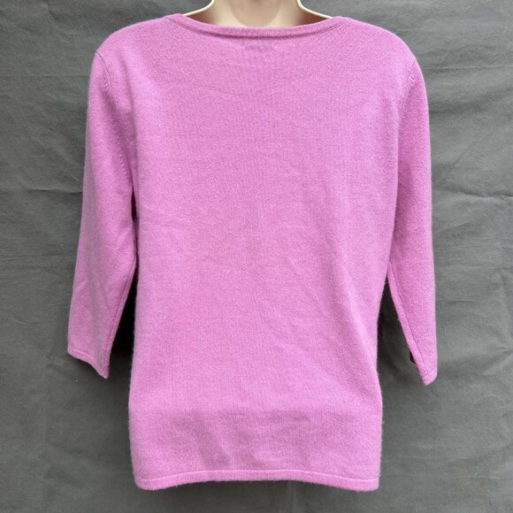 Investments Fine Cashmere Size M Pink Purple Sweater Quarter Sleeves - Picture 2 of 4